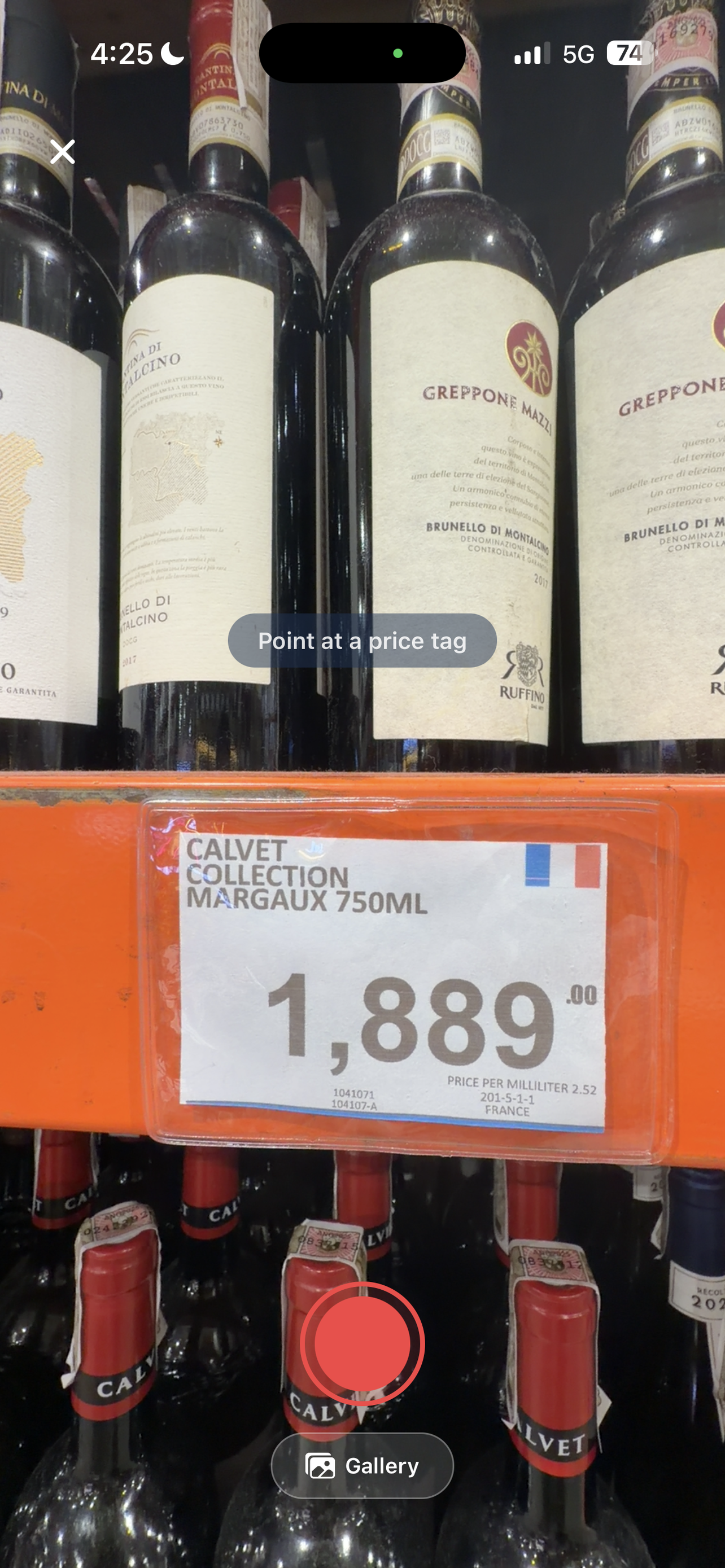 CartSnap scanning a shelf tag